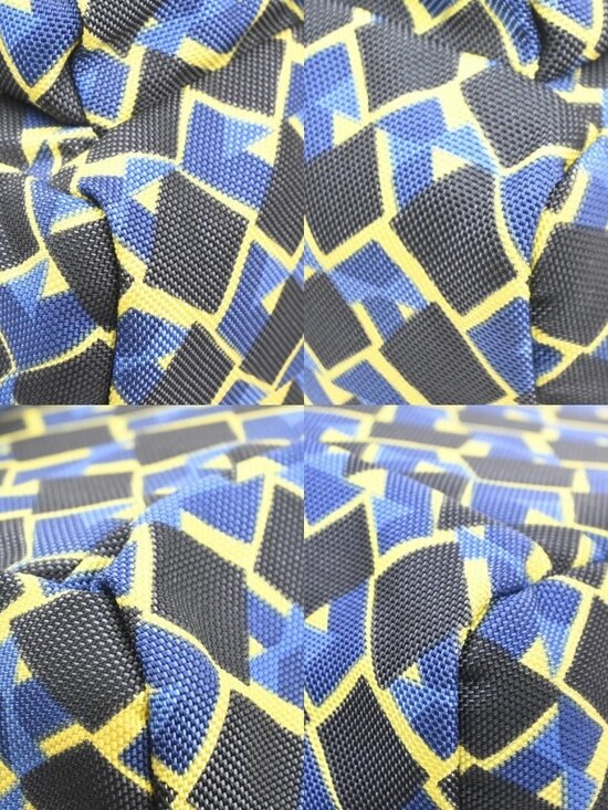 PRADA Logo Back Pack Bag Nylon Leather Yellow Blue Black SHW